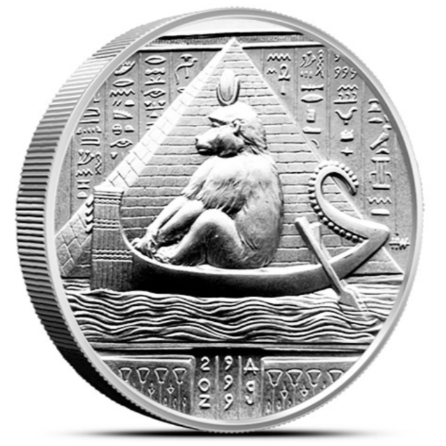 美術品/アンティーク2オンス 銀貨（エジプトの神々シリーズ第8弾、新品、ハイレリーフ）