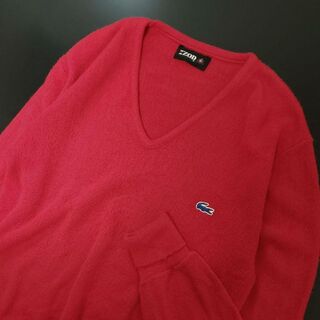 ラコステ(LACOSTE)のIZODラコステ／Vネックセーター／レッド赤色／青ワニ／ビンテージアイゾット(ニット/セーター)