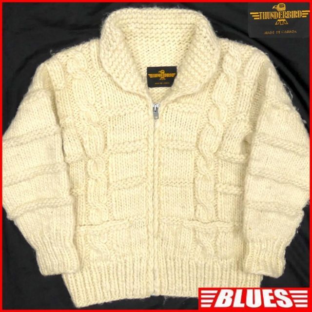 カウチン セーター ニット カナダ 白  メンズ サンダーバードTY2180