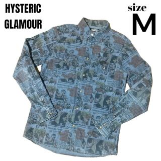 ヒステリックグラマー(HYSTERIC GLAMOUR)の☆HYSTERIC GLAMOUR☆  総柄 シャツ ヒスガール インディゴ　M(シャツ)