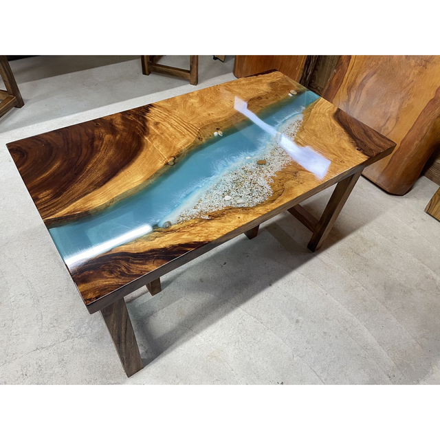 45cm在庫１点材質高級レジンテーブル ウッドリバーテーブル 樹脂テーブル リバーテーブル