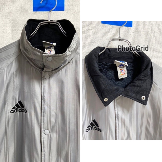 adidas - 2004年製 Y2K adidas シルバー ナイロン ベンチ ロング adidas - 2004年製 Y2K adidas シルバー ナイロン ベンチ ロング