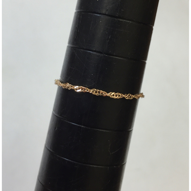 K18ピンクゴールド 1.3mm幅スクリュー チェーンリング 指輪 華奢 レディースのアクセサリー(リング(指輪))の商品写真