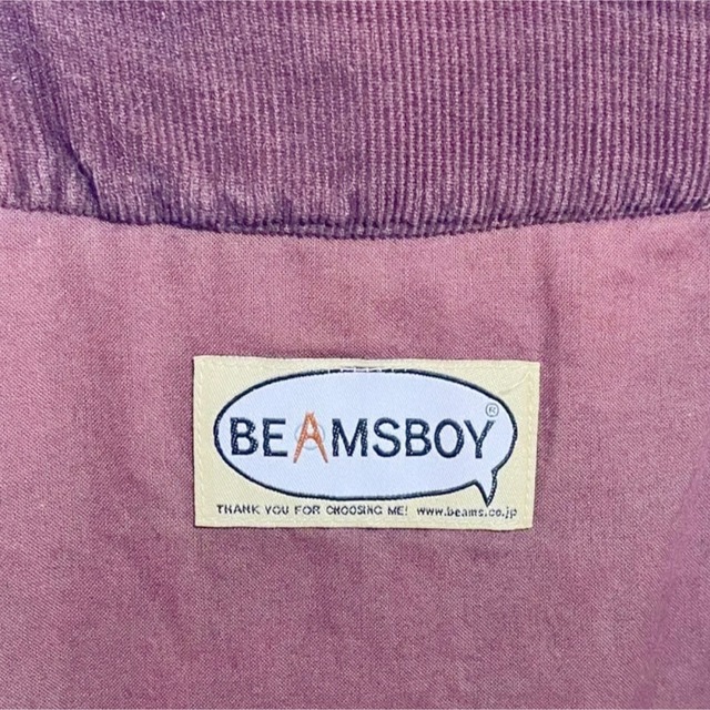 BEAMS BOY(ビームスボーイ)のノーカラー　キルティングジャケット　F　イエロー系チェック　中綿ブルゾン　茶色 レディースのジャケット/アウター(ノーカラージャケット)の商品写真