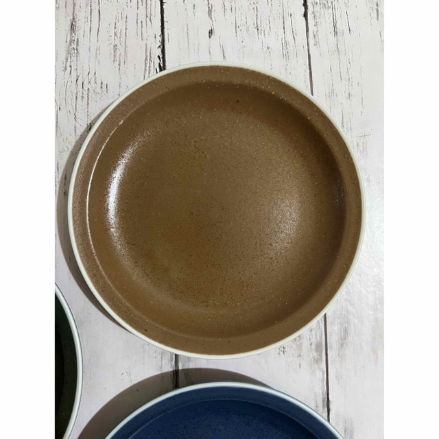 ラインプレート 4枚 丸皿 中皿 和洋食器 美濃焼 オシャレ カフェ風 インテリア/住まい/日用品のキッチン/食器(食器)の商品写真