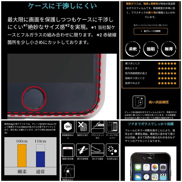 iPhone(アイフォーン)のガラスiPhone iPhoneSE iPhone8 iPhone7フィルム干渉 スマホ/家電/カメラのスマホアクセサリー(保護フィルム)の商品写真