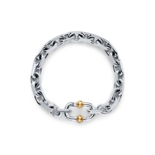 ティファニー(Tiffany & Co.)のメイカーズ ワイド チェーン ブレスレットスターリングシルバー 18K ゴールド(ブレスレット)