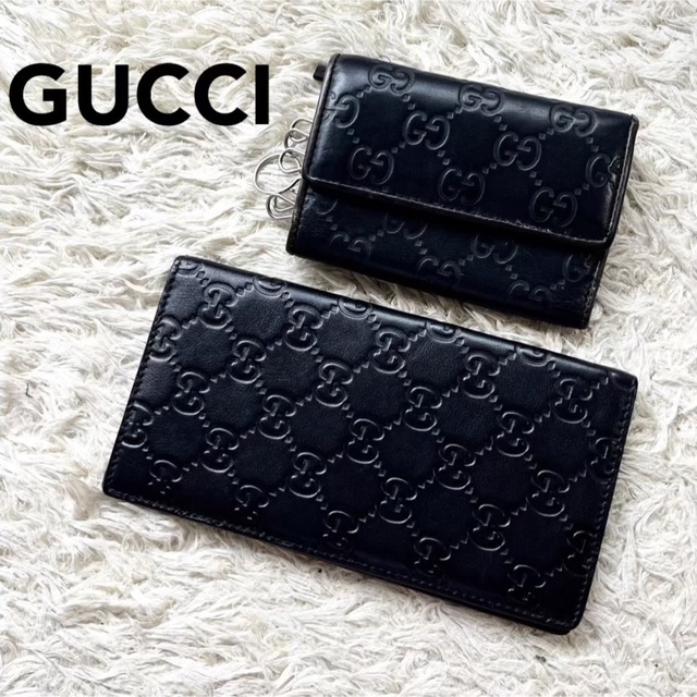 GUCCI グッチ 長財布 札入れ キーケース コインケース グッチシマ 黒-