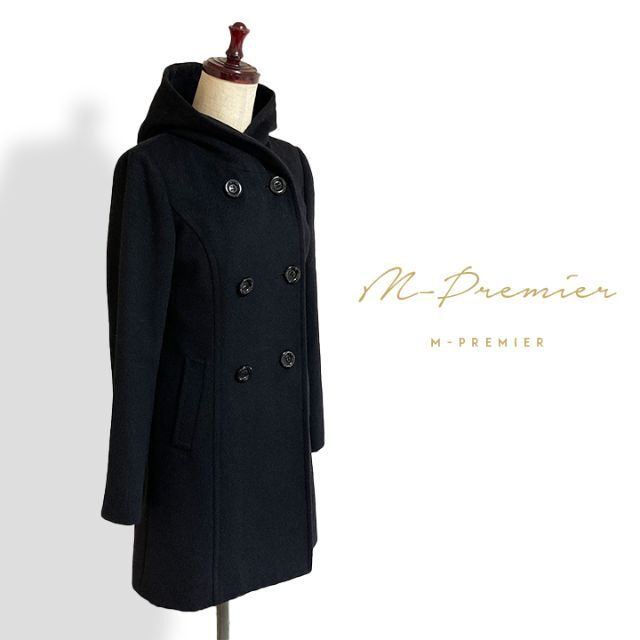 M-premier(エムプルミエ)のM-PREMIER☆フード付アンゴラウールロングコート レディースのジャケット/アウター(ロングコート)の商品写真