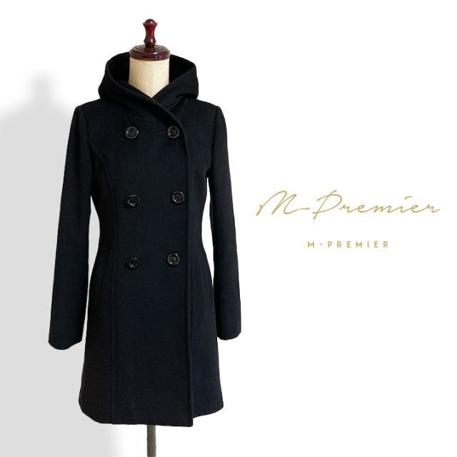 M-premier(エムプルミエ)のM-PREMIER☆フード付アンゴラウールロングコート レディースのジャケット/アウター(ロングコート)の商品写真