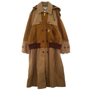 ジュンヤワタナベコムデギャルソン(JUNYA WATANABE COMME des GARCONS)のJUNYA WATANABE COMME des GARCONS ジュンヤワタナベ コムデギャルソン 22AW ×Carhartt ドッキング フード ダッフルコート ベージュ/ブラウン WJ-C901-100-1-2 WJ-C901 AD2022(ダッフルコート)