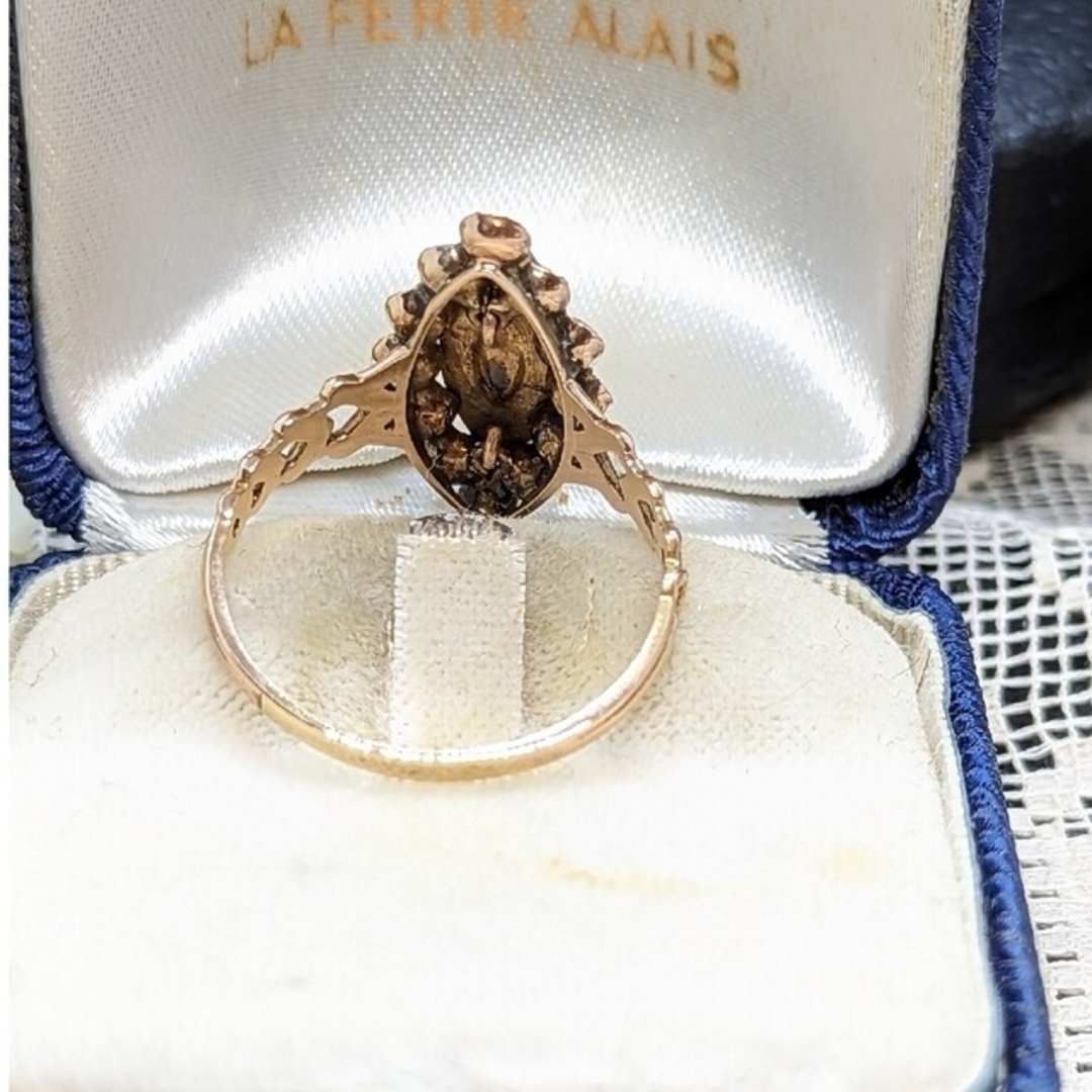 フランスアンティーク　ペルピニャンガーネット　ナベットクラスターリング　１８金 レディースのアクセサリー(リング(指輪))の商品写真