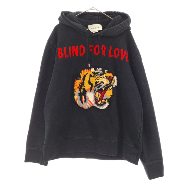 GUCCI グッチ 18AW Blind For Love Tige 454585 ブラインド フォー ラブ タイガー ブラック プルオーバーパーカー  福岡eスポーツ協会 メンズ