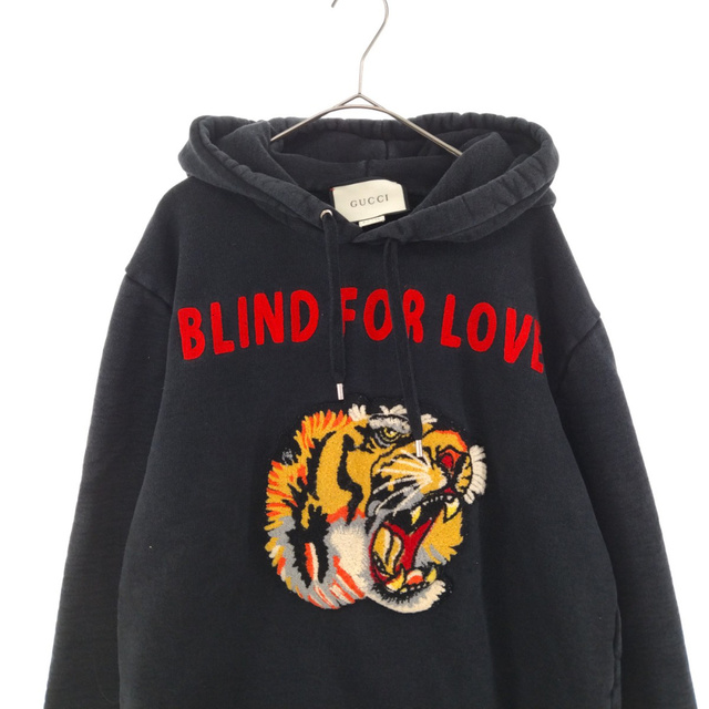 GUCCI グッチ 18AW Blind For Love Tige 454585 ブラインド フォー ラブ タイガー ブラック プルオーバーパーカー