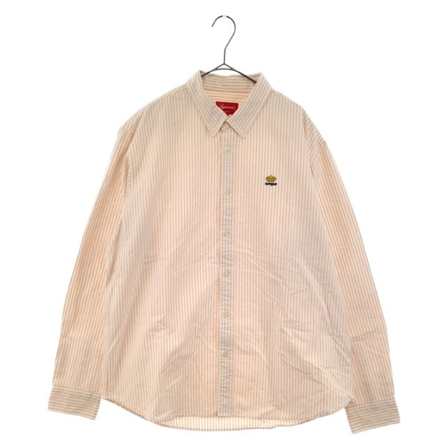 SUPREME シュプリーム 16AW Crown Logo Oxford Shirt クラウンロゴ ストライプ オックスフォードシャツ ピンク/ホワイト