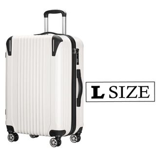 キャリーケース 白 Lサイズ 新品 拡張機能 ホワイト 軽量 大容量(スーツケース/キャリーバッグ)