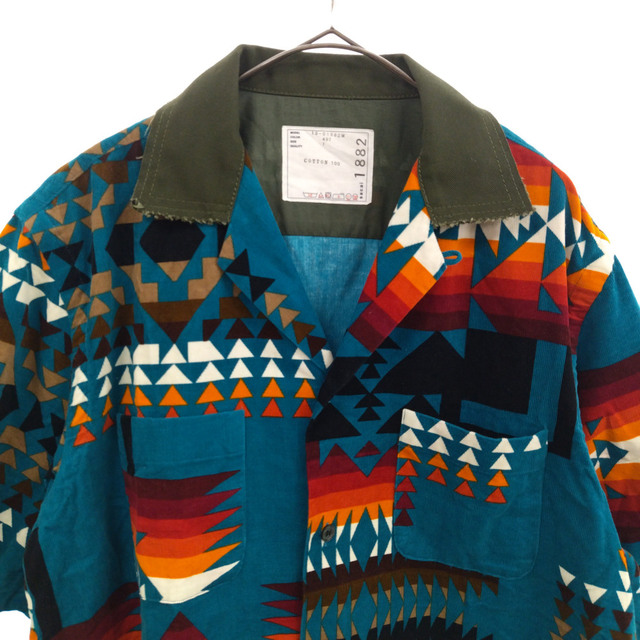 パステルオリーブ sacai pendleton 19ss ネイティブ柄 半袖シャツ