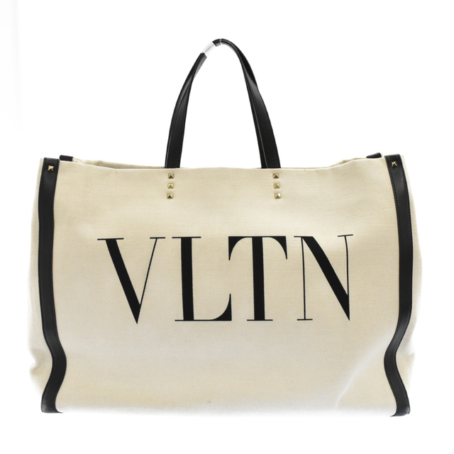 VALENTINO ヴァレンチノ VLTNロゴ キャンバス トートバッグ アイボリー