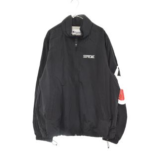 シュプリーム(Supreme)のSUPREME シュプリーム 18SS×チャンピオン トラックジャケット バックアーチロゴプリントリップストップナイロンジップアップフーデットブルゾン ブラック(フライトジャケット)