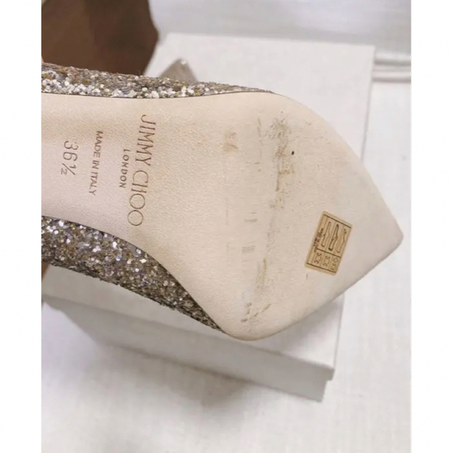 JIMMY CHOO(ジミーチュウ)のJIMMY CHOO ROMY85 グリッターパンプス(BALLET PINK) レディースの靴/シューズ(ハイヒール/パンプス)の商品写真