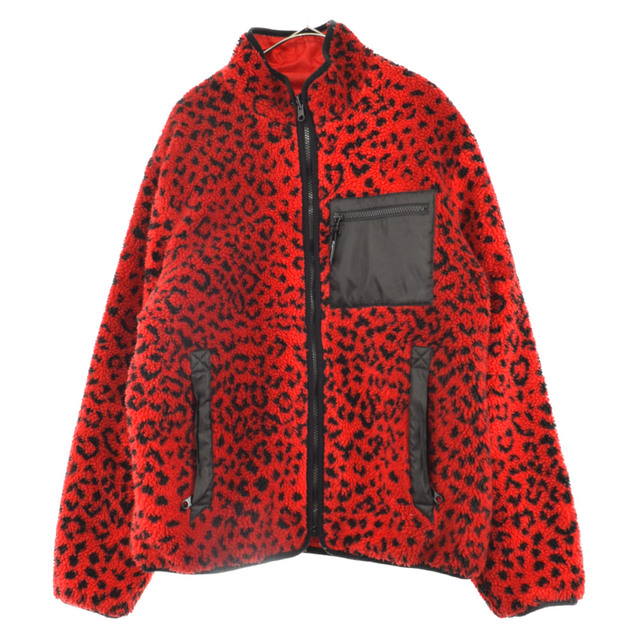 63センチ身幅SUPREME シュプリーム 17AW Leopard Fleece Reversible Jacket レオパード リバーシブル フリースジャケット レッド