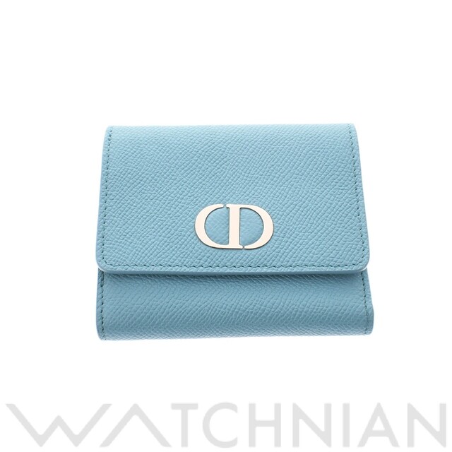 美品 Dior ディオール 三つ折り財布 トロッター サドル 青 ブルー-