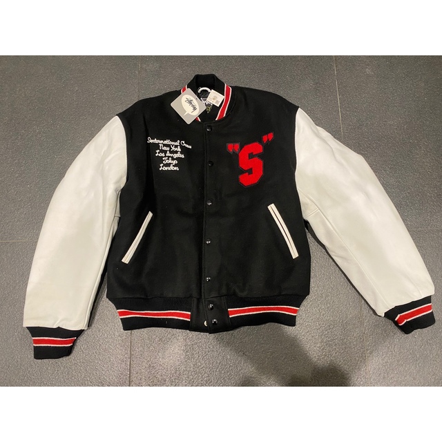 03aw USA製 OLD STUSSY VARSITY XL 新品 スタジャン