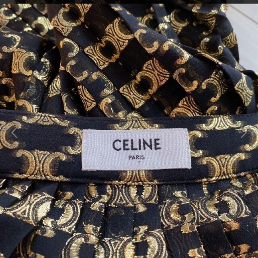 セリーヌ CELINE  トリオンフ シルクプリーツスカート