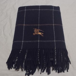 バーバリー(BURBERRY)のバーバリー 膝掛け ひざ掛け ブランケット ネイビー USED ②(マフラー/ショール)