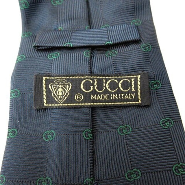 Gucci(グッチ)のオールド GG柄 シルク ネクタイ レギュラータイ ネイビー 紺 グリーン メンズのファッション小物(ネクタイ)の商品写真