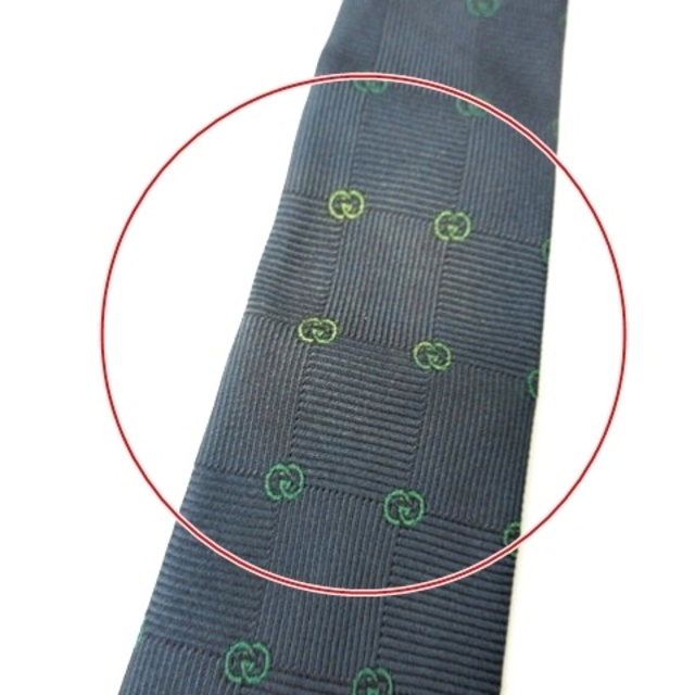Gucci(グッチ)のオールド GG柄 シルク ネクタイ レギュラータイ ネイビー 紺 グリーン メンズのファッション小物(ネクタイ)の商品写真