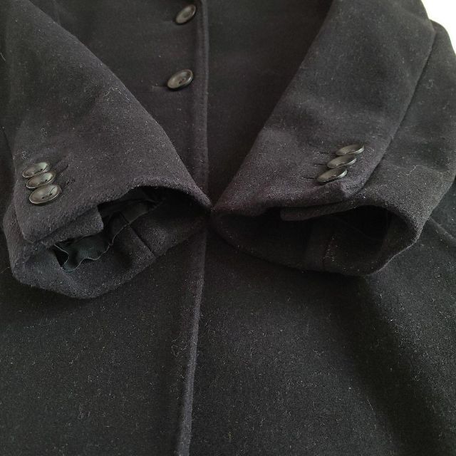 Max Mara 高級 ロングコート銀タグ ラナウール 黒 チェスター /M