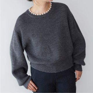 moussy  ショート丈ニット  シルバーブラック 女っぽ ウール混 未使用