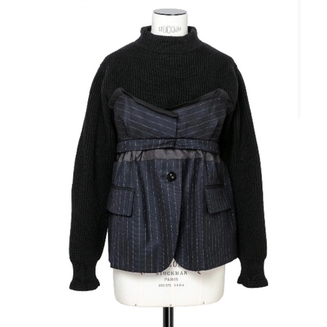 sacai(サカイ)の【未使用】sacai  Knit×Chalk Stripe Pullover レディースのトップス(ニット/セーター)の商品写真