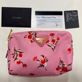 正規店購入 プラダPRADA 刺繍花柄ポーチ-