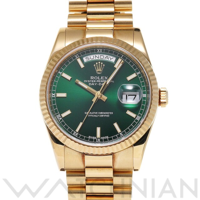 ROLEX - 中古 ロレックス ROLEX 118238 F番(2004年頃製造) グリーン /ダイヤモンド メンズ 腕時計