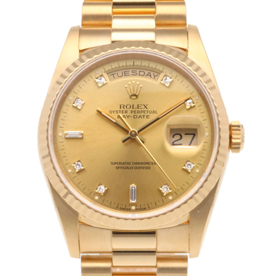 【人気No.1】 腕時計 デイデイト ROLEX ロレックス - ROLEX X番 中古  K18イエローゴールド ギャランティ 2Pバゲットダイヤ 8Pラウンドダイヤ 1991年式 腕時計(アナログ)