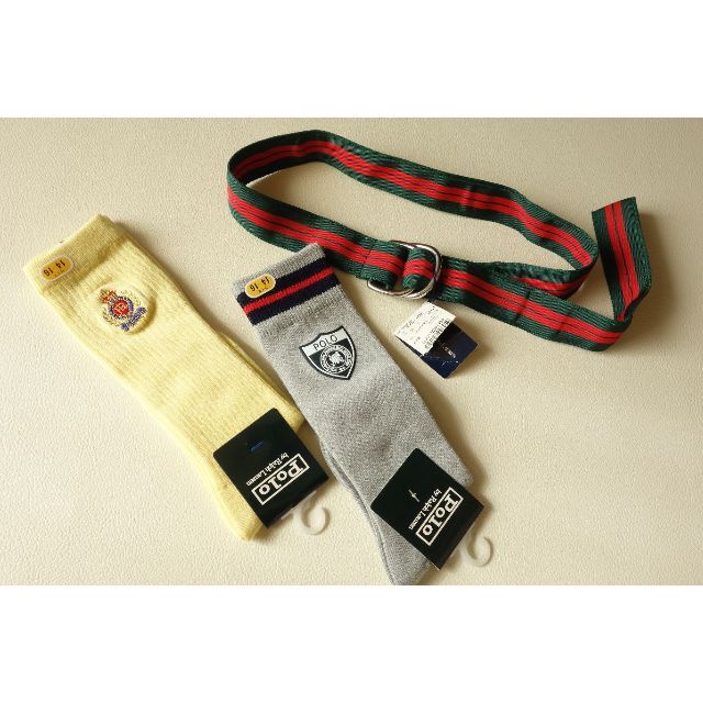 POLO RALPH LAUREN(ポロラルフローレン)の新品 ラルフローレン ,子供 靴下2足(14~16cm）& 子供ベルトセット キッズ/ベビー/マタニティのこども用ファッション小物(ベルト)の商品写真