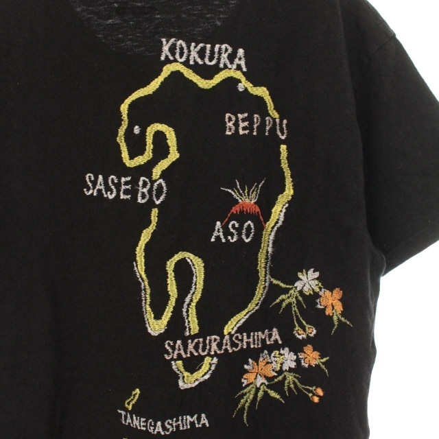 KAPITAL(キャピタル)のキャピタル kapital 地図Tシャツ カットソー 半袖 刺繍 L 黒 メンズのトップス(Tシャツ/カットソー(半袖/袖なし))の商品写真