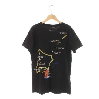 キャピタル(KAPITAL)のキャピタル kapital 地図Tシャツ カットソー 半袖 刺繍 L 黒(Tシャツ/カットソー(半袖/袖なし))