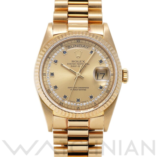 ROLEX - 中古 ロレックス ROLEX 18238LS E番(1990年頃製造) シャンパン /ダイヤモンド/サファイア メンズ 腕時計