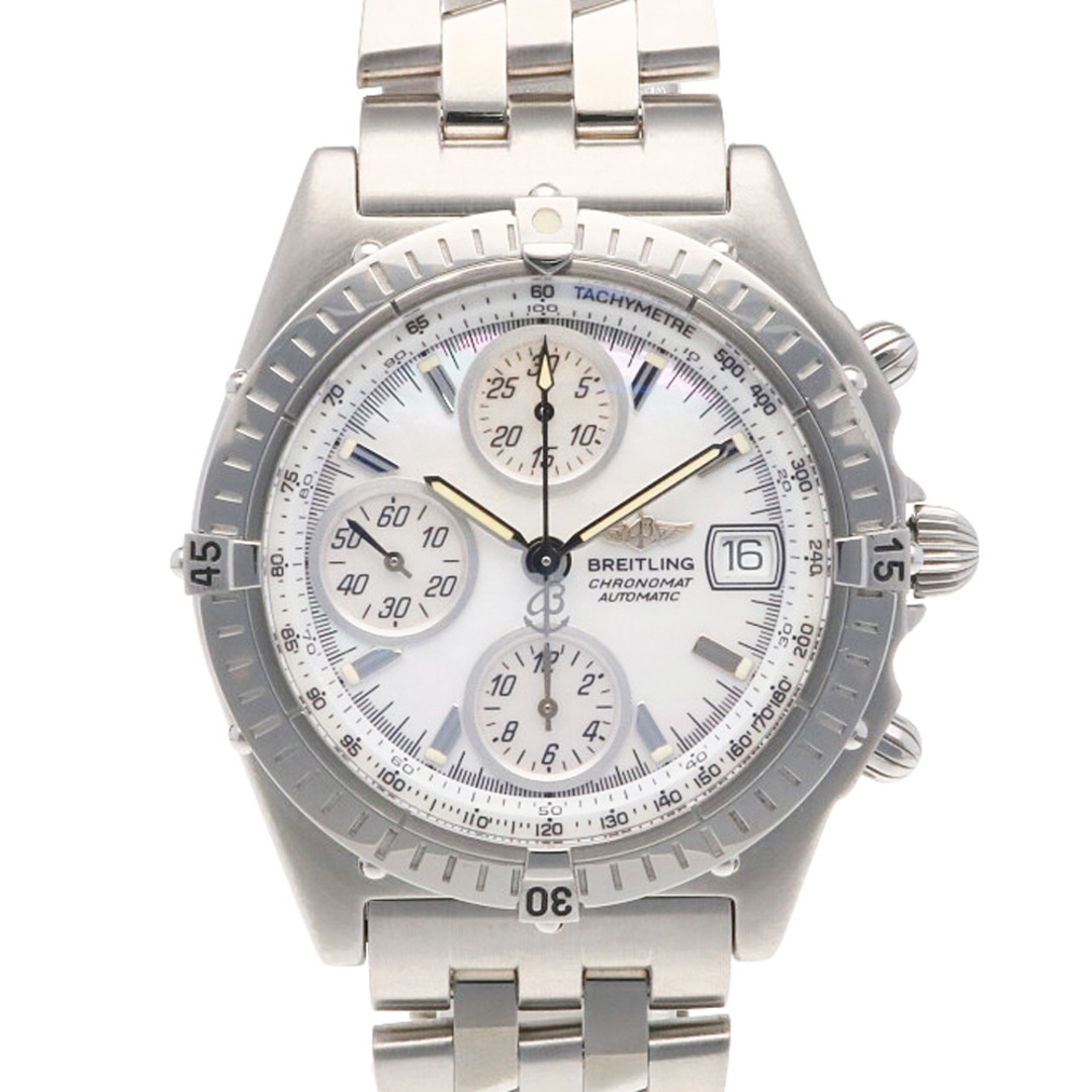 独特の上品 ブライトリング - BREITLING BREITLING 中古 ステンレススチール クロノグラフ ホワイトシェル 腕時計 エボリューション クロノマット 腕時計(アナログ)