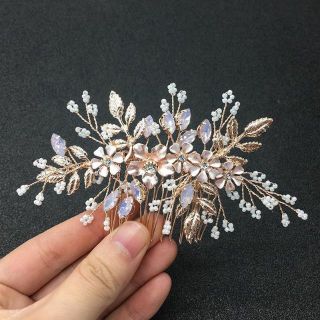 ゴールド ヘアアクセサリー　ブライダル　ヘッドドレス　ウェディング(ラバーベルト)