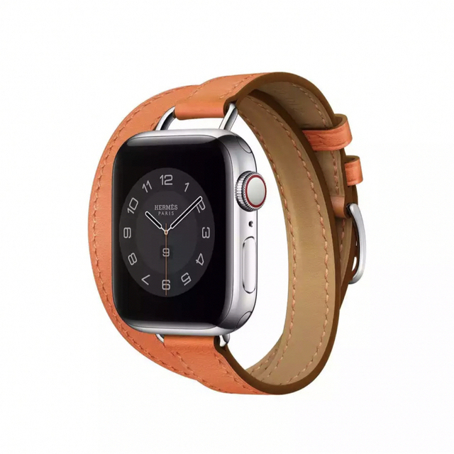 Apple Watch(アップルウォッチ)の【本革ベルト】Apple Watch ベルト　オレンジ　レザー　本革　 スマホ/家電/カメラのスマートフォン/携帯電話(その他)の商品写真