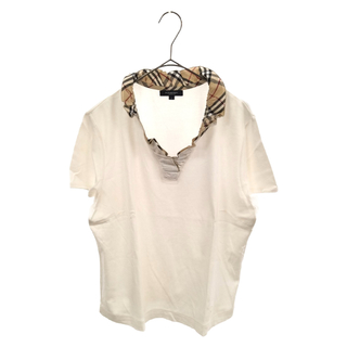 バーバリー(BURBERRY)のBURBERRY LONDON バーバリーロンドン フリル装飾 Vネック半袖Tシャツ カットソー FA126-091 ホワイト(Tシャツ(半袖/袖なし))