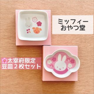 ミッフィー(miffy)の新品✨みっふぃーおやつ堂太宰府限定　豆皿２枚セットプレート醤油皿ひな祭り豆まき(食器)