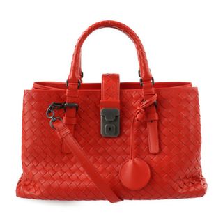 ボッテガヴェネタ(Bottega Veneta)のBOTTEGAVENETA ボッテガヴェネタ イントレチャート スモール ローマバッグ ハンドバッグ 337303   カーフレザー レッド   2WAY ショルダーバッグ トートバッグ 【本物保証】(ハンドバッグ)