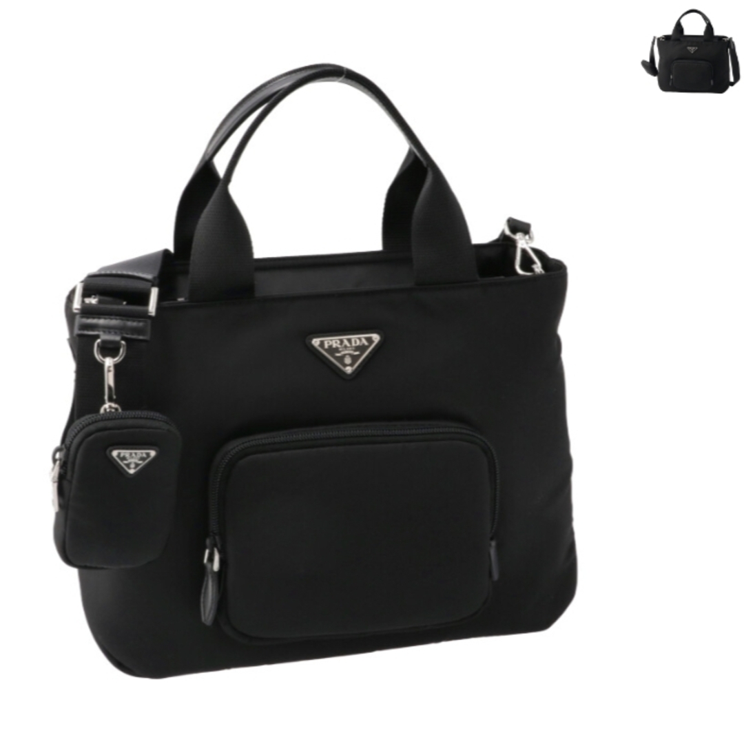 プラダ PRADA トートバッグ Re-Nylon ナイロン ショルダーバッグ 1BG354B1M RV44ファスナー外側