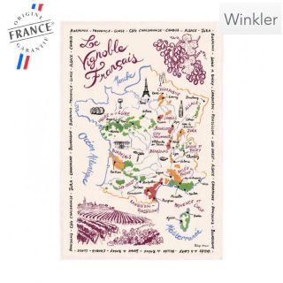 キッチンタオル　トルション　「フランスのワイン地図」フランス製　Winkler(収納/キッチン雑貨)