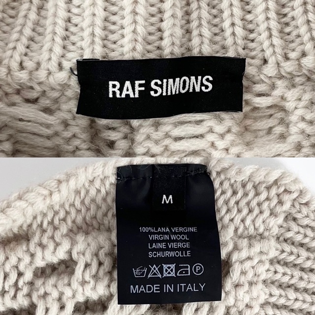 RAF SIMONS(ラフシモンズ)のRAF SIMONS ラフシモンズ ニット 長袖 スリットパネル ケーブルニットセーター アパレル 秋 冬 トップス 服 M ベージュ ブラウン 茶 ウール    メンズ 人気【中古品】 メンズのトップス(ニット/セーター)の商品写真